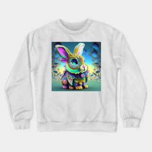 Bunny Rabbit Psychedelic Easter Gift AOP Rainbow Neon Trippy Animation Animal Stuffed Crewneck Sweatshirt